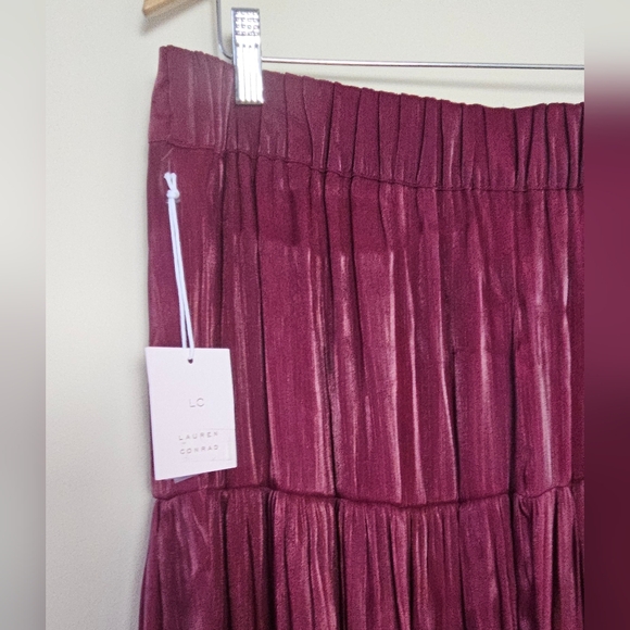 NWT LC Lauren Conrad Silky Burgundy Tiered A-Line Midi Skirt Plus Size XXL 1219 - Picture 6 of 14